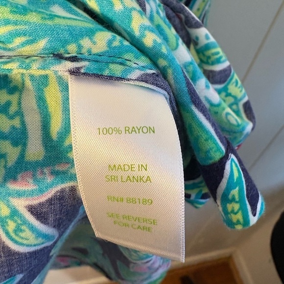 Lily Pulitzer Green and Pink Sarasota Women’s Blouse Size Large - Picture 7 of 10
